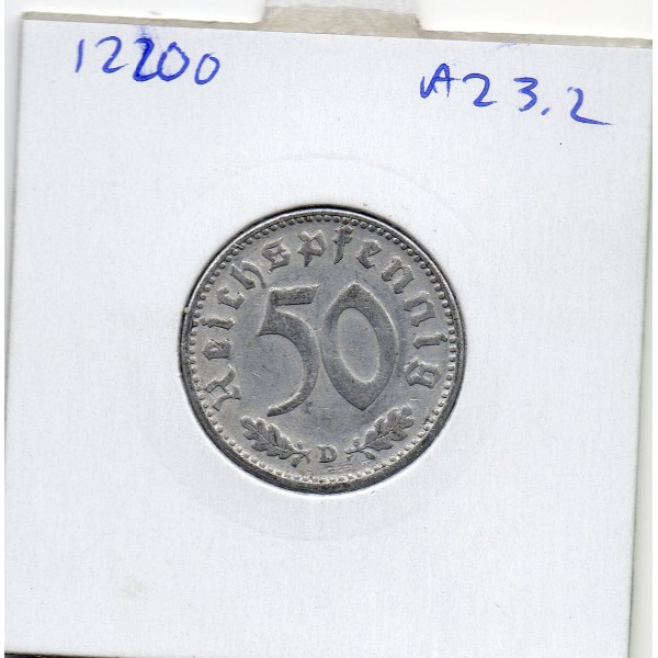 Allemagne 50 reichspfennig 1942 D, TTB+ KM.96 Munich