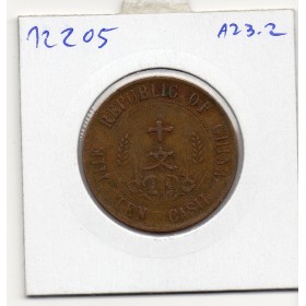 Chine 10 cash 1912, TTB, KM Y301 drapeaux