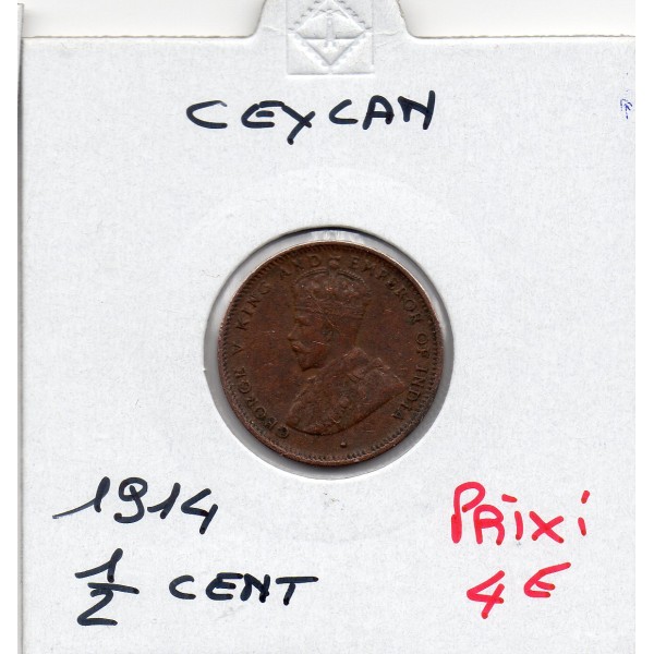 Ceylan 1/2 cent 1914 TTB, KM.106 Georges V