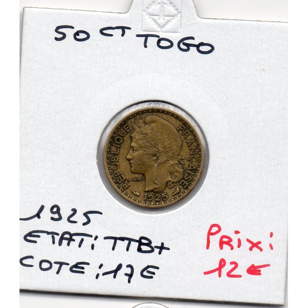 Togo, 50 centimes 1925 TTB+, Lec.8