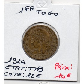 Togo, 1 franc 1924 TTB, Lec.11