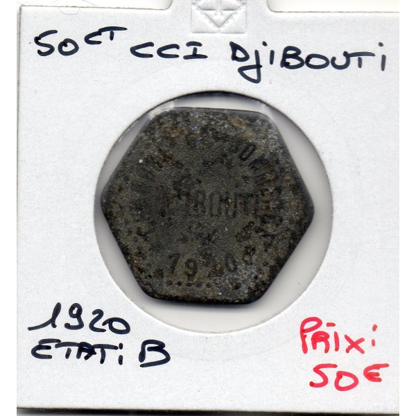 Djibouti 50 centimes 1920 B, Lec.95 Chambre de commerce