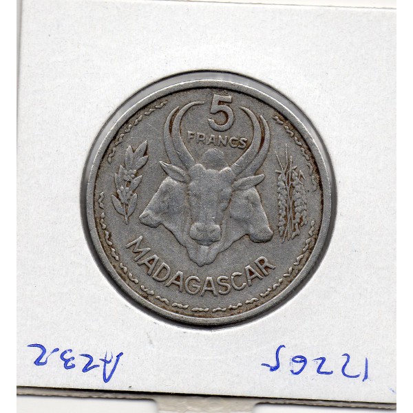 Madagascar 5 francs 1953 TTB-, Lec.106 Zebu
