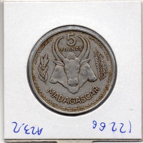 Madagascar 5 francs 1953 TTB, Lec.106 Zebu
