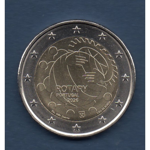 2 euro commémorative, Portugal 2026, Rotary, UNC rouleaux