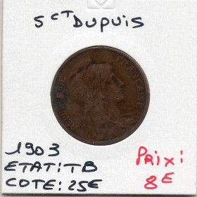 5 centimes Dupuis 1903 TB