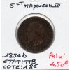5 centimes Napoléon III tête nue 1854 D Lyon TTB-