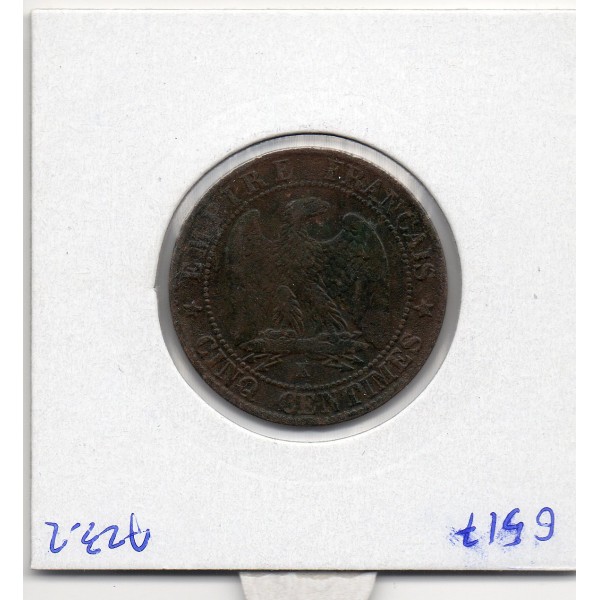 5 centimes Napoléon III tête laurée 1861 K Bordeaux TB