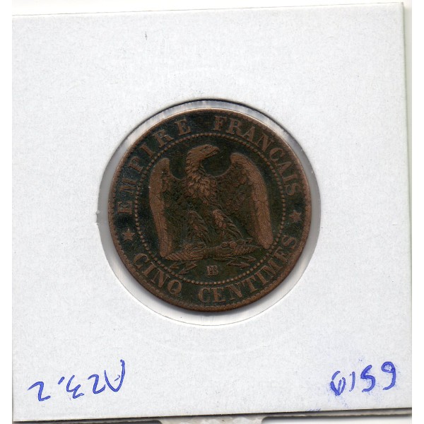 5 centimes Napoléon III tête laurée 1863 BB Paris TTB