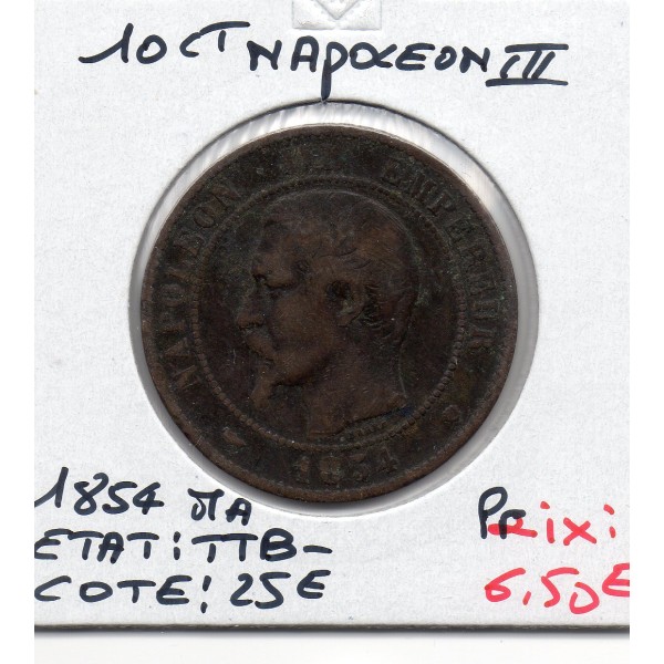 10 centimes Napoléon III tête nue 1854 MA Marseille TTB-
