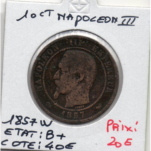 10 centimes Napoléon III tête nue 1857 W Lille B+