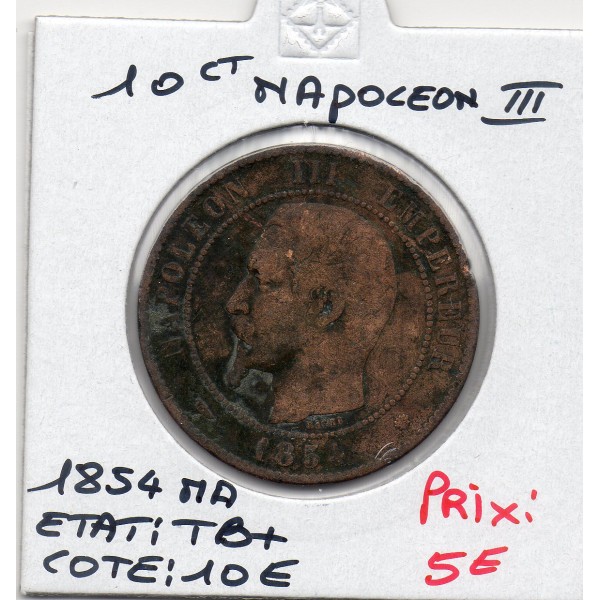 10 centimes Napoléon III tête nue 1854 MA Marseille TB+