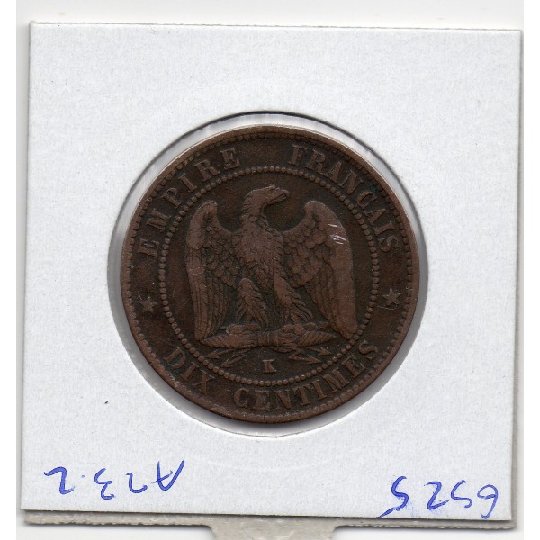 10 centimes Napoléon III tête laurée 1861 K Bordeaux TTB oxydée