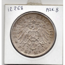 Wurtemberg 5 Mark 1907 F TTB+ KM.632 Guillaume II