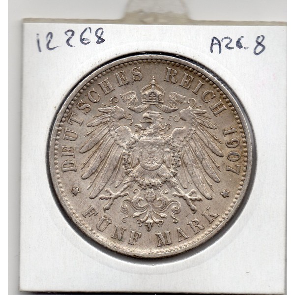 Wurtemberg 5 Mark 1907 F TTB+ KM.632 Guillaume II