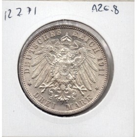 Wurtemberg 3 Mark 1911 Sup+ KM.636 Guillaume II et Charlotte