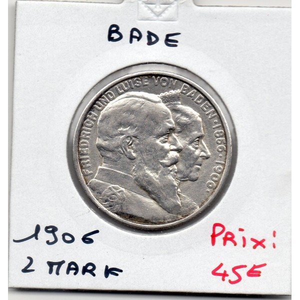 Bade 2 mark 1906 TTB+ KM.276 Noce d'or