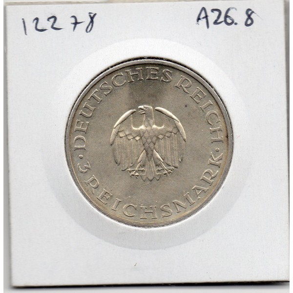 Allemagne weimar 3 reichsmark 1929 F, Sup KM.60 Gotthold Lessing