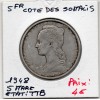 Cote des Somalis 5 francs 1948 TTB, Lec.40 antilope