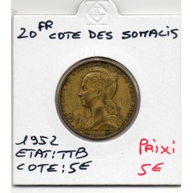 Cote des Somalis 20 francs 1952 TTB, Lec.42