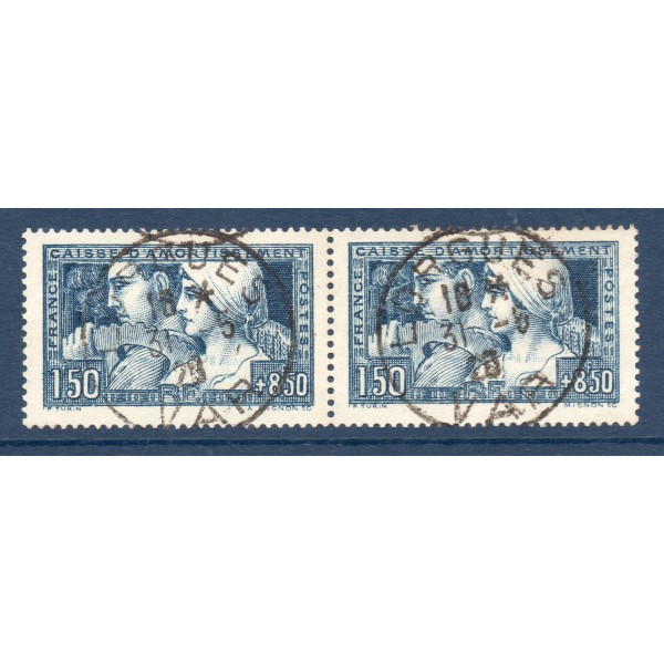 Timbre France Yvert No 252 Le travail type I et type III attenants  oblitérés