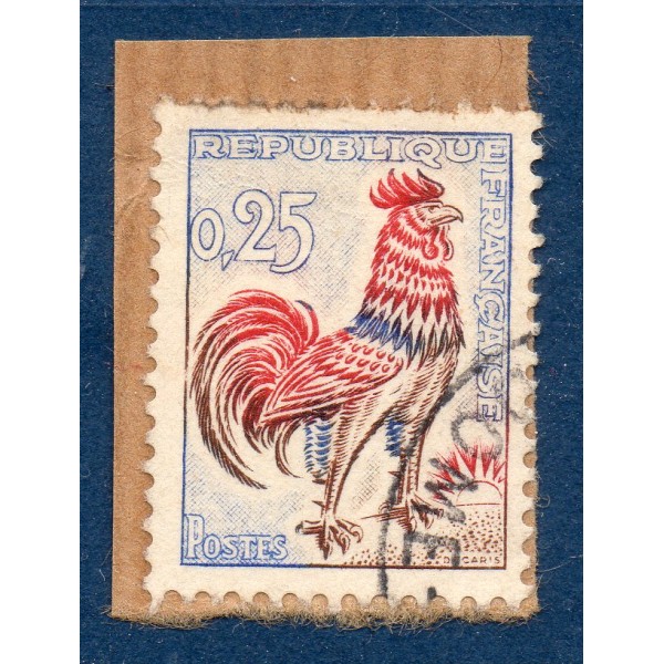 Timbre Yvert 1331d Coq Gaulois de Decaris Fluorescent oblitéré