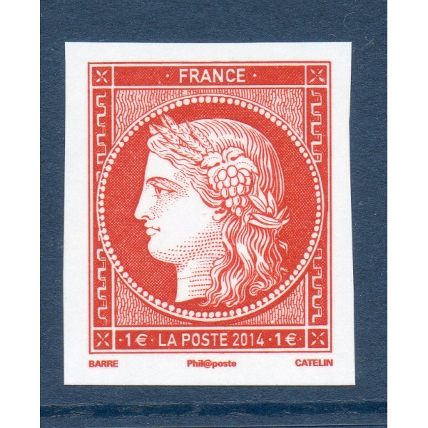 Timbre France Yvert No 4873 1 fr vermillon gravé du bloc salon du timbre