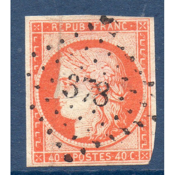 Timbre France Yvert No 5 Type Cérès 40c Orange Oblitéré