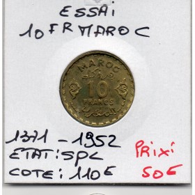 Maroc Essai 10 francs 1371 AH -1952 Spl, Lec.262
