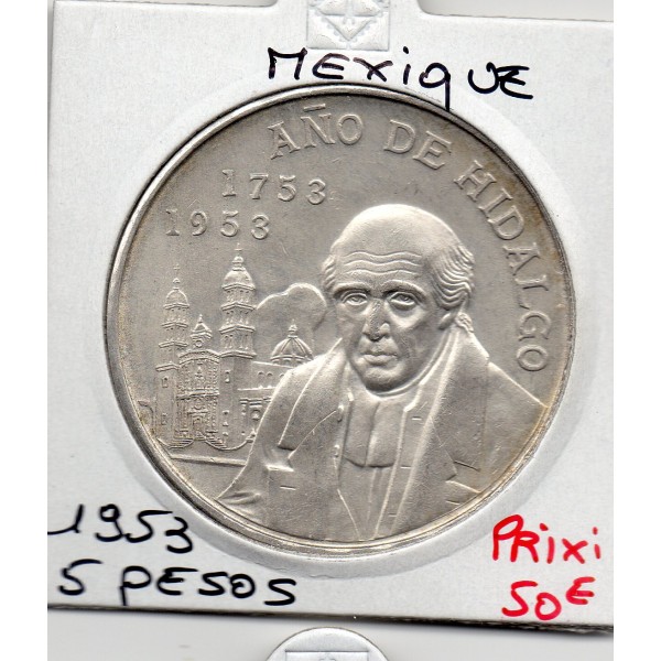 Mexique 5 Pesos 1953 Spl, KM.468 Ano de Hidalgo