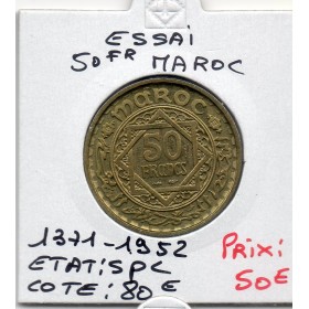 Maroc Essai 50 francs 1371 AH -1952 Spl , Lec.279