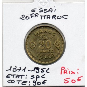 Maroc Essai 20 francs 1371 AH -1952 Spl , Lec.276