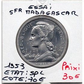 Madagascar essai 5 francs 1953 Spl, Lec.105 union française