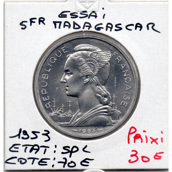 Madagascar essai 5 francs 1953 Spl, Lec.105 union française