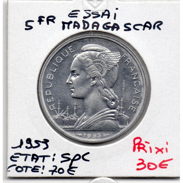Madagascar essai 5 francs 1953 Spl, Lec.105 union française