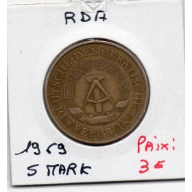 Allemagne RDA 5 mark 1969, TTB KM.22 20 ans