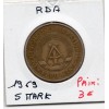 Allemagne RDA 5 mark 1969, TTB KM.22 20 ans