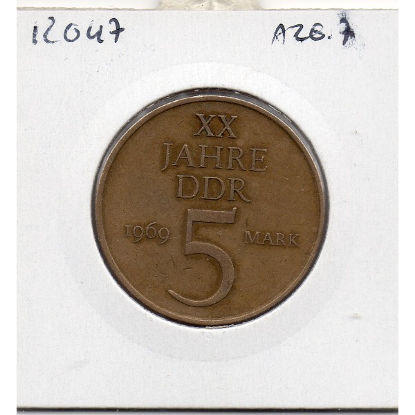Allemagne RDA 5 mark 1969, TTB KM.22 20 ans