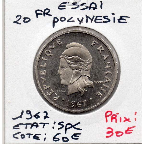 Polynésie Française essai 20 Francs 1967 Spl, Lec.88 union