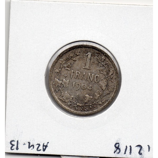 Belgique 1 Franc 1904 avec point en Français TTB, KM.56
