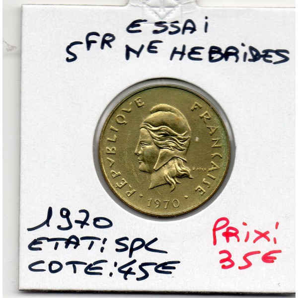Nouvelles Hébrides essai 5 Francs 1970 FDC, Lec.18
