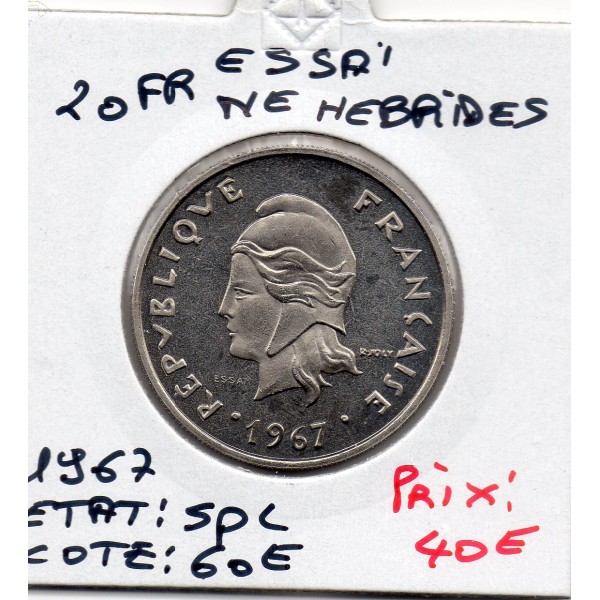 Nouvelles Hébrides essai 20 Francs 1967 FDC, Lec.41