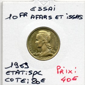 Afars et Issas essai 10 Francs 1969 Spl, Lec.60 République