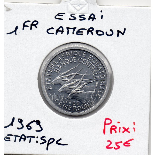 Cameroun essai 1 franc 1969 Spl, KM.E7 Elands de Derby