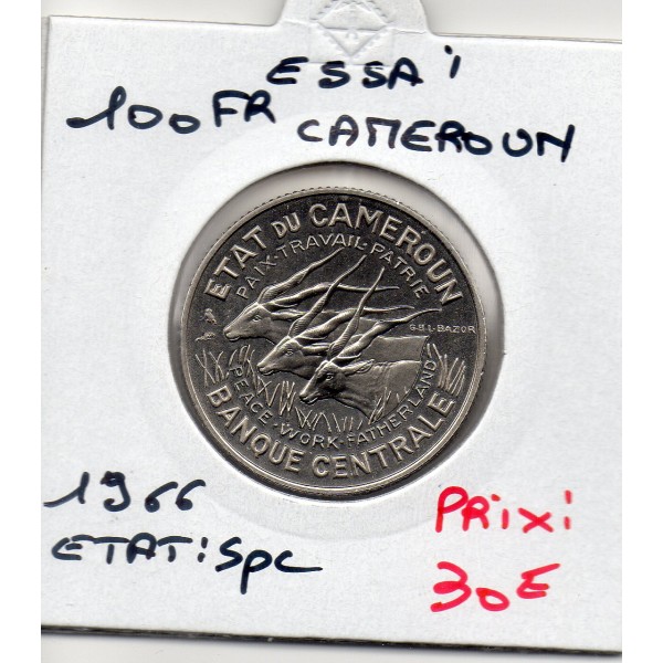 Cameroun essai 100 franc 1966 Spl, KM.E11 Etat