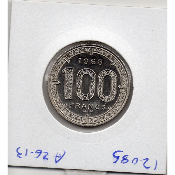 Cameroun essai 100 franc 1966 Spl, KM.E11 Etat