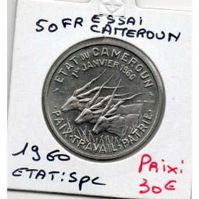 Cameroun essai 50 franc 1960 Spl, KM.E10 Etat 1er janvier