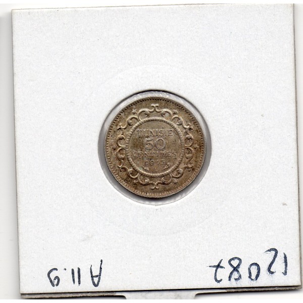 Tunisie, 50 Centimes 1915 - 1334 AH Sup, Lec.163 En-Naceur