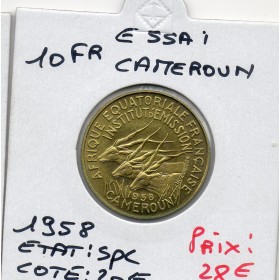 Aef Cameroun Essai 10 francs 1958 Sup, Lec.28