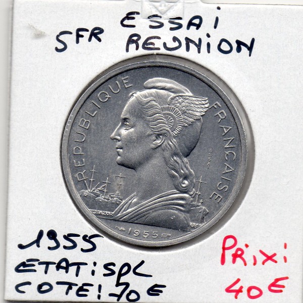 Réunion, essai 5 francs 1955 Spl, Lec.69 République